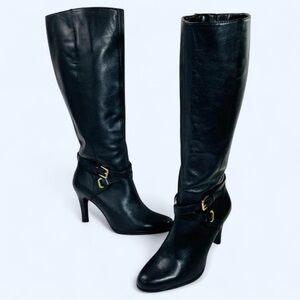 Ralph Lauren Leather Wide Calf Boots